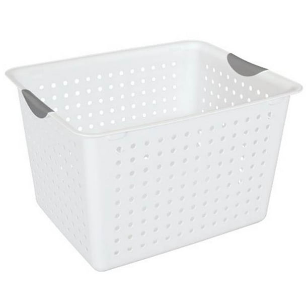 6-Pack 11/" White Plastic Storage Baskets Multipurpose Crate Bins w// Handles